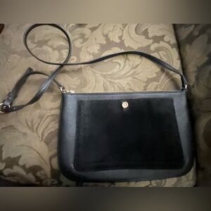 LC Lauren Conrad Black Shoulder Bag with Velvet Panel